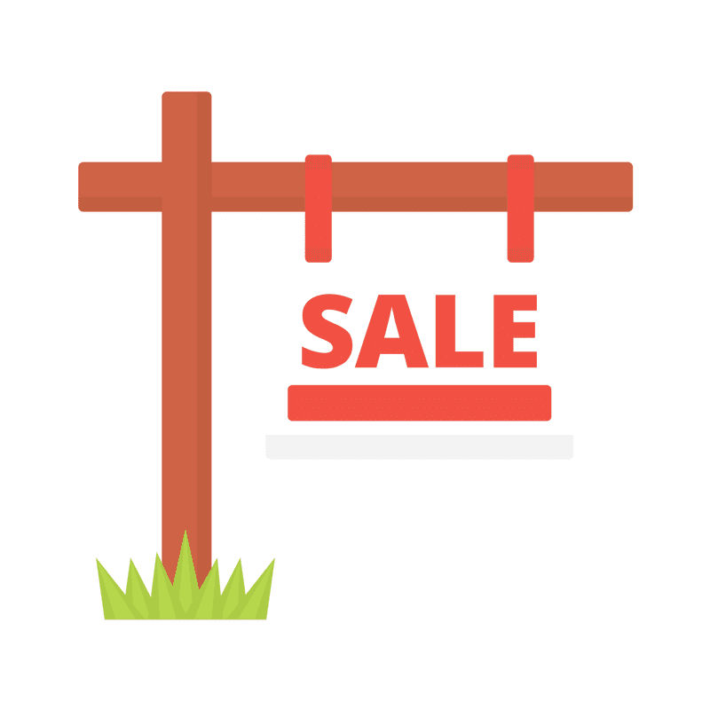 A wooden sign with the word sale on it.