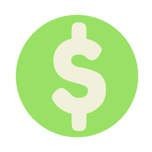 A green circle with a dollar sign in it.