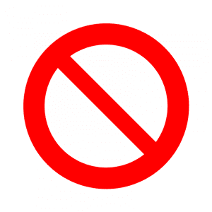 A red sign with an inverted no symbol on it.