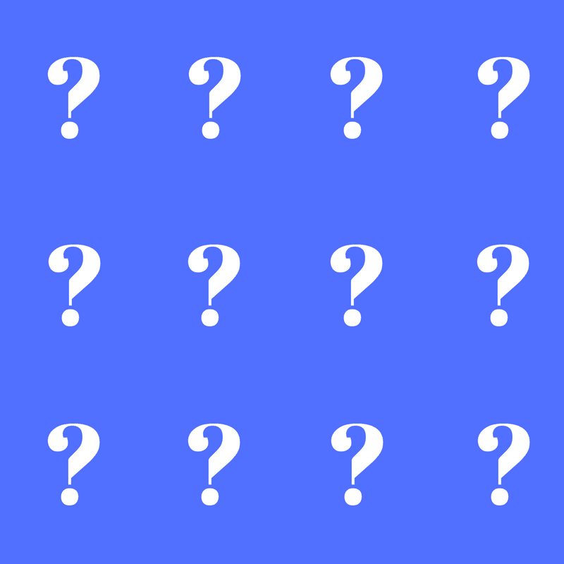 A blue background with white question marks on it.